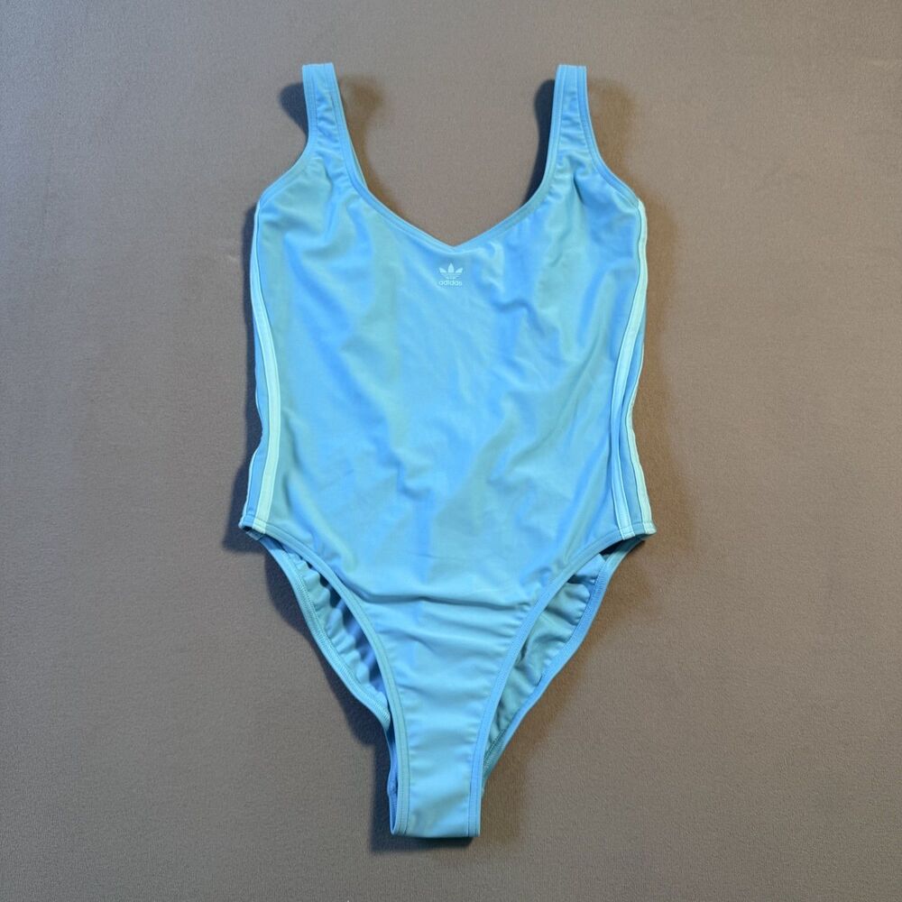ADIDAS NWT |  swimsuit onepiece Adicolor 3Stripes mint blue teal • SZ 10